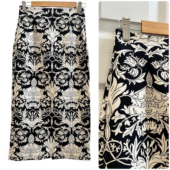 Zara Women Black White Floral Print Back Center Slit Pencil Skirt Size Small - Picture 12 of 12